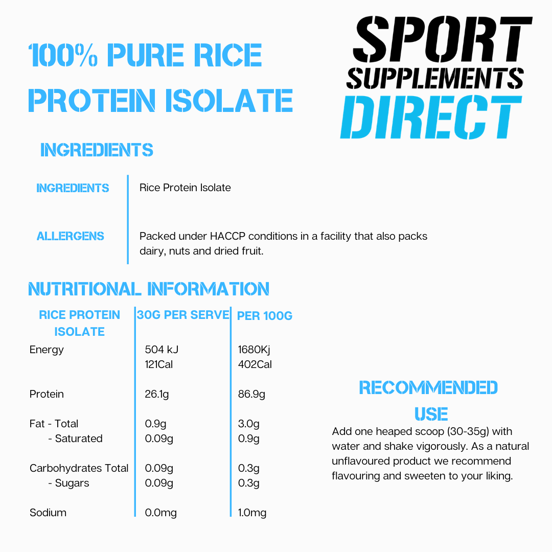 10kg 100 Rice Protein Isolate Powder Unflavoured 10 X 1kg Pure Rice