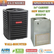 R32 Goodman 3 Ton AC & Air Handler Split System 15.2 SEER2 GLXS4BA3610 30/30 A