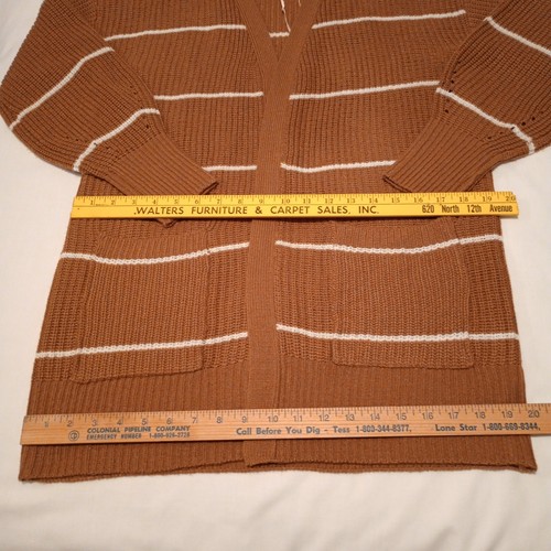 Pink Republic Women's Cardigan Sweater Size M Rusty Brown White Striped City EUC - Picture 6 of 14