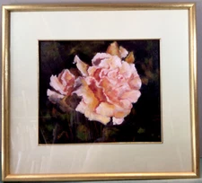 Artist Alison  Titled Roses Framed Oil Painting