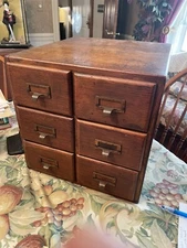 Vintage  Shaw Walker 6 Drawer  Wood File Cabinet - Nice