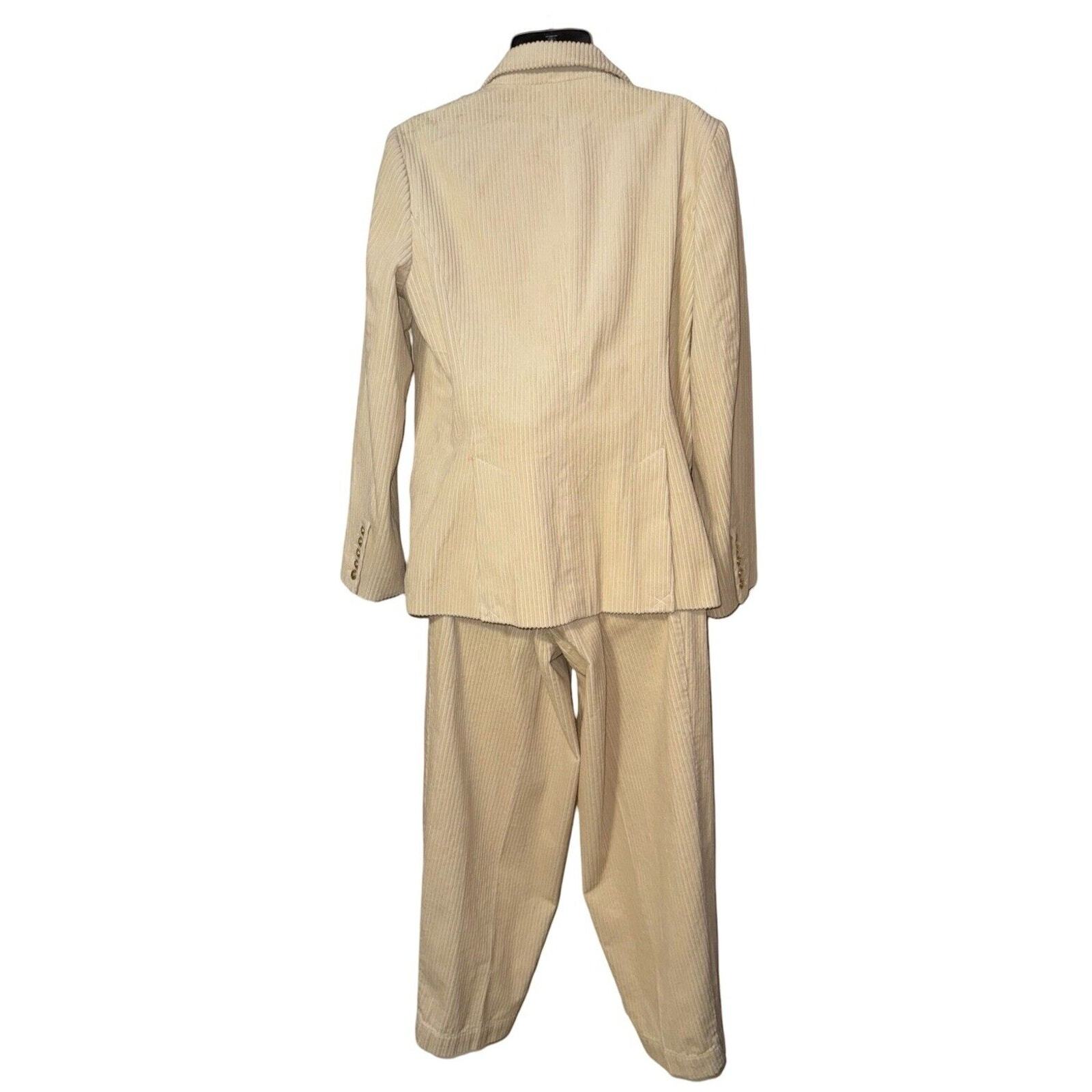 FILA Blazer canottaggio doppiopetto avorio ampio balena pantalone velluto a coste tg 10