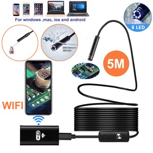 5M 8LED Wireless Endoscope WiFi Borescope Inspection Camera For iPhone Android