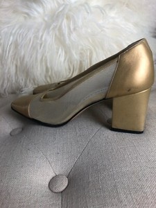 gold mesh heels