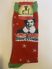 Elf Omg Santa  s Coming Christmas Socks Mens Shoe Size 10-13 New With Tags