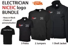 ELECTRICIAN PACK- Polo shirts-Jumpers-Shell Jacket Printed TEXT Custom Workwear