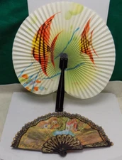 FOLDING FAN - VINTAGE DECORATIVE FOLDING FANS - LOT OF TWO
