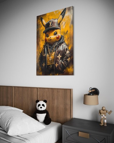 Pikachu Leinwand Bild Pokemon Farbig Cartoon Pop Art Cool Anime Manga LV BTC - Bild 4 von 6