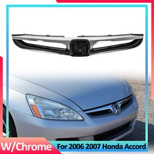 Fit For 2006 2007 Honda Accord Sedan Front Upper Grille Grill W Chrome Molding