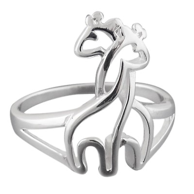 Zwei umarmende Giraffen Ring - 925 Sterling Silber - Zoo Tier Liebe Schmuck 