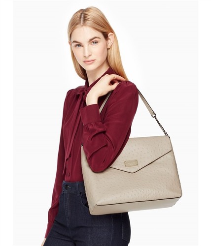 Nuevo con etiquetas Bolso de Hombro Kate Spade A La Vita Avestruz Leena Cuero Marfil $478 NUEVO - Imagen 4 de 4