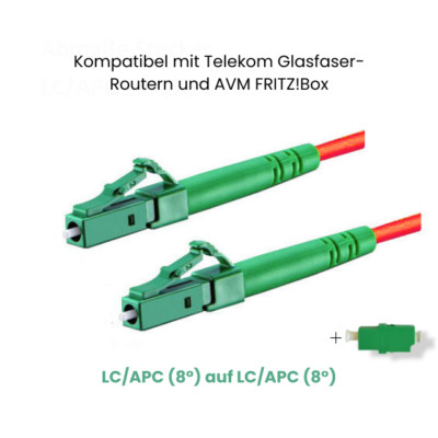 CONBIC  1m-30m LCA LCA (8°) SIMPLEX Glasfaser Rot OS2 FritzBox + FREE LC ADAPTER