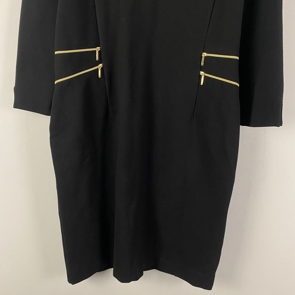 Seraphine Maternity Day Dress US Size 6 Black 3/4 Sleeves Stretch - Image 3 of 4