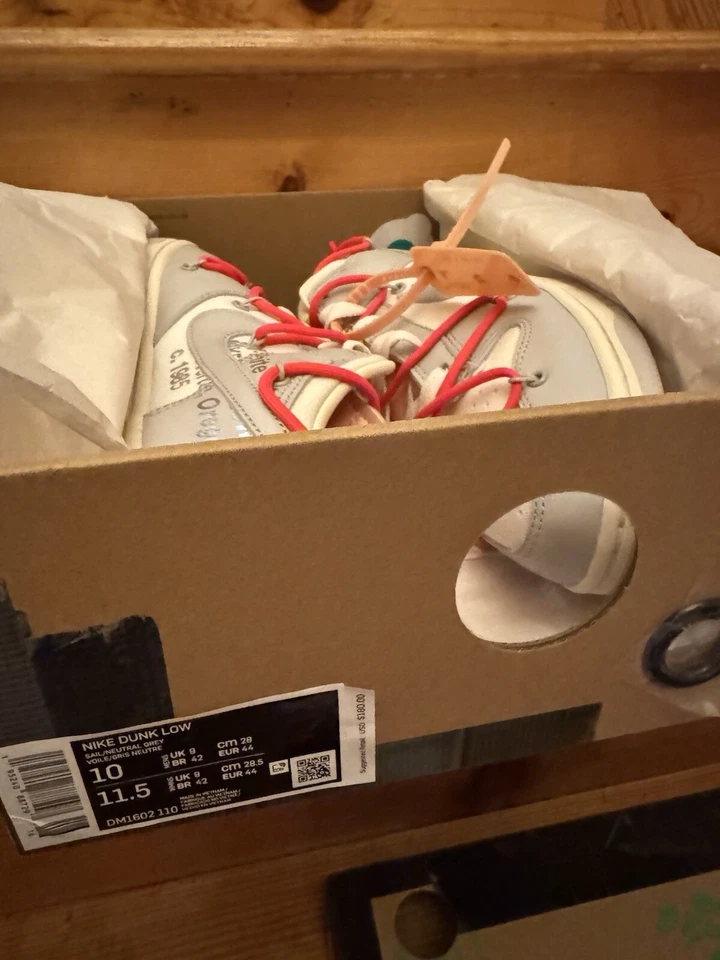 Size 10 NWB- Nike Off-White x Dunk Low Lot 06 of 50 - Image 2 of 4