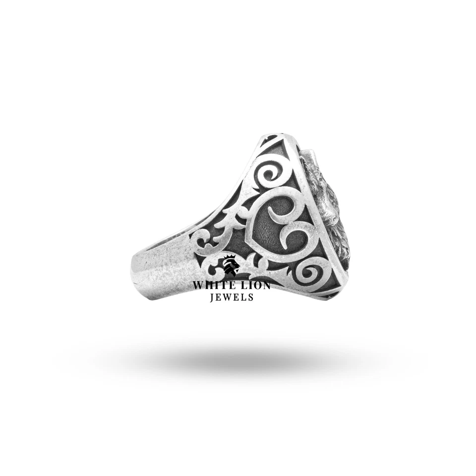 Anello In Argento Sterling 925 Per Uomo Con Design Di Lupo Biker Di Taglia 9.5 - Immagine 4 di 4