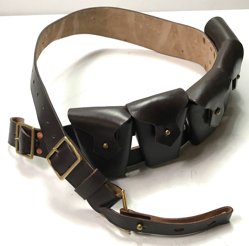 PRE-WWI BRITISH P1903 LEATHER 5 POCKET AMMO BANDOLEER BANDOLIER-LIGHT ...