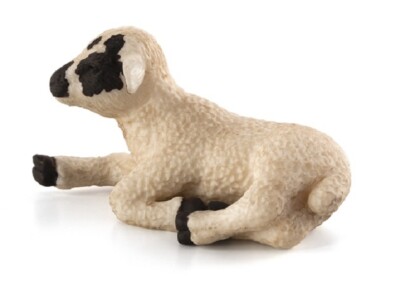 MOJO Schaf Mit Schwarzem Gesicht Liegend - Realistische Bauernhof-Spielfigur, Handbemalt