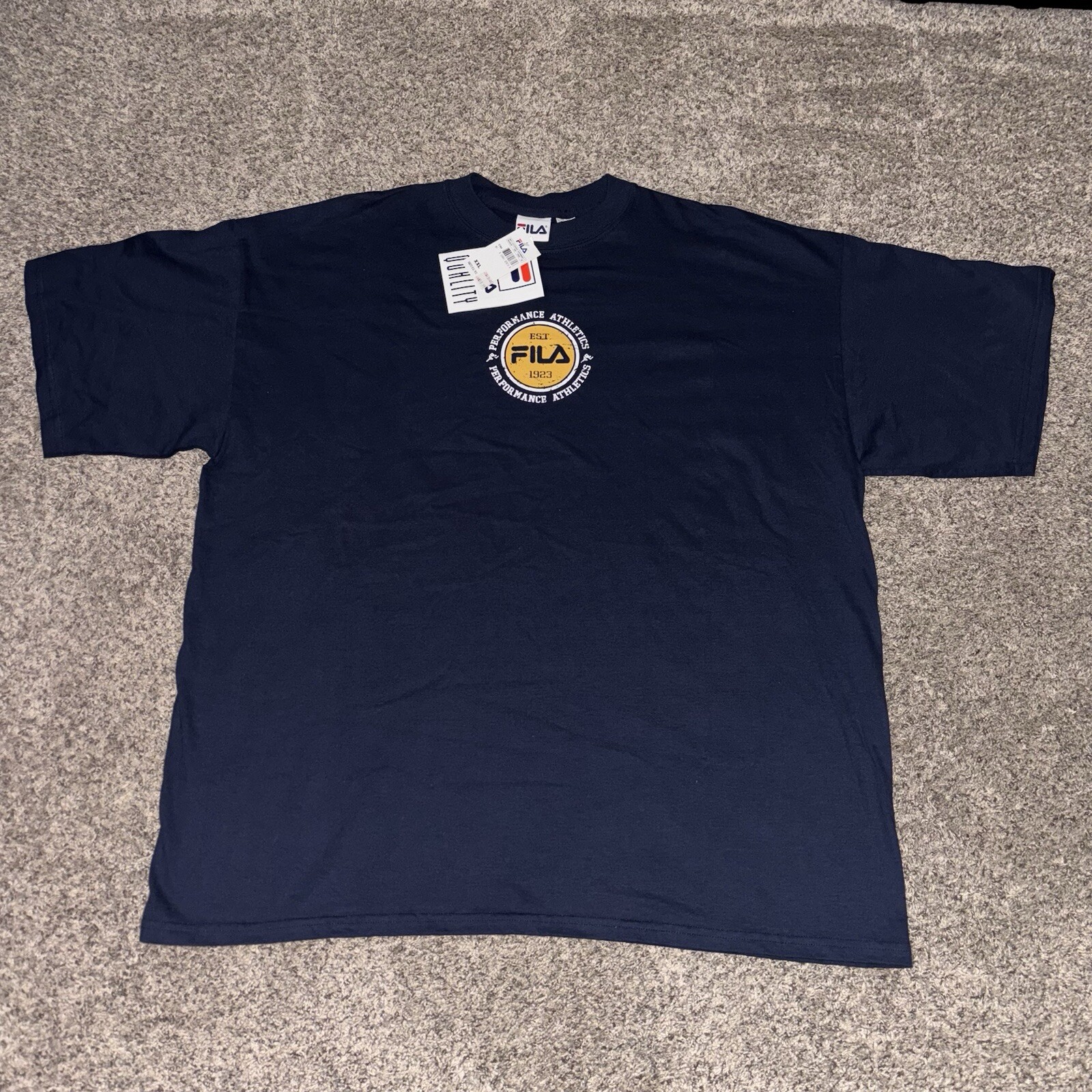 T shirt streetwear FILA Spellout vintage nuova con etichette anni 90 XXL blu LEGGI INFO