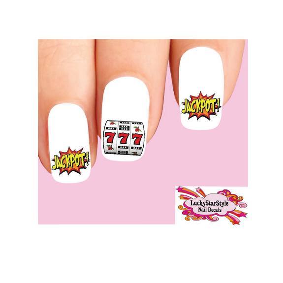 Waterslide Nail Decals Set of 20 - Gamble Slot Machine Jackpot 777