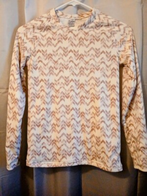 NEW womens XS Crew chevron print blouse Mauve White Raglan sleeve Super soft top