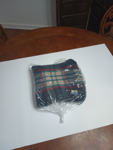 Vintage Stadium Blanket Wool O the West Plaid Tartan Fringed Throw 55" x 50" - Picture 8 of 8