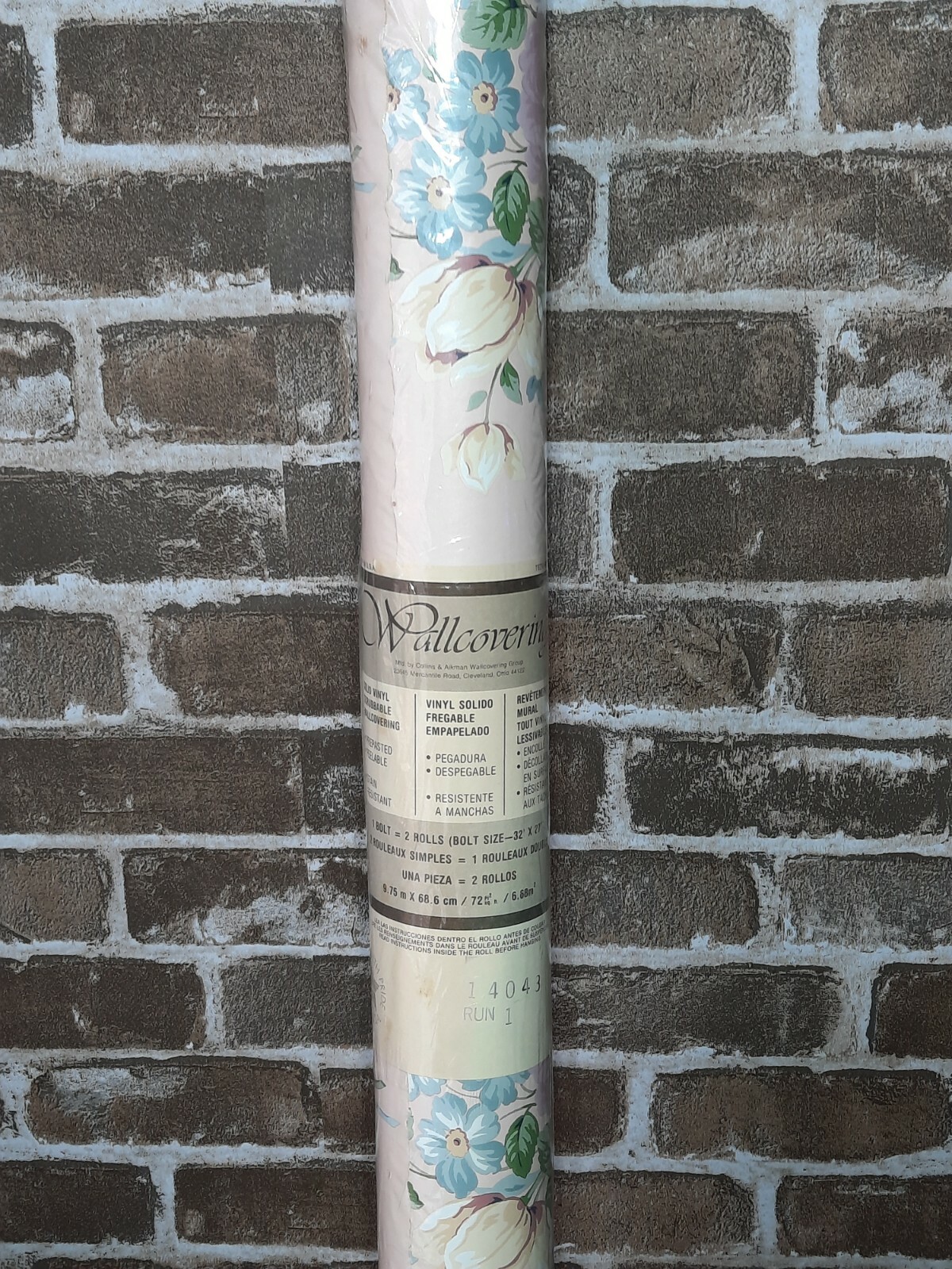 Vintage Collins and Aikman Wallpaper *New *1 Bolt *Pink with Floral ...