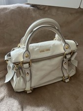 Miu Miu Mini Off White/Cream Vitello side bows bag