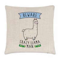 Beware VerrüCkte Lama Mann Leinen Kissenbezug - Lustig Tiere