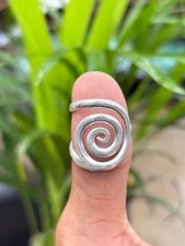 Handmade Sterling Silver Spiral Ring: Adjustable Boho Statement Jewelry