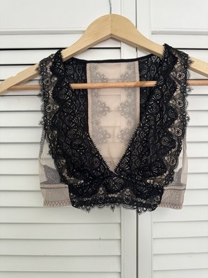 Victoria's Secret XS Dream Angels semi-sheer lace bra in black and nude, petite 