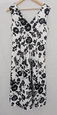 Tu Premium Collection Maxi Dress White Black Floral Size Small 10 Summer Party