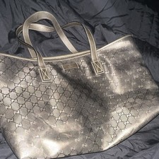 Gucci GG Imprime Tote Bag Silver Metallic Zip...