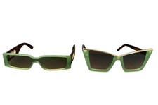 Lot of 2 Sunglasses - Green and Tortoise Brown, Cat Eye, Retro, 90s, Cutout