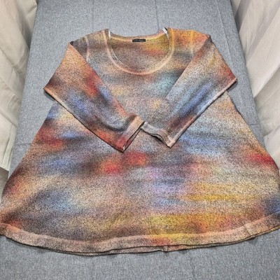 Nally Millie USA Tie Dye Thin Knit Sweater Long Sleeve Scoop Neck Women XL