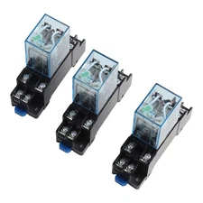 Electromagnetic Relay Set Three DC 12V DPDT Relays And Sockets For Use