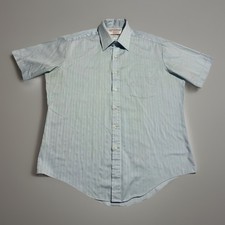 Vintage Sears Perma Prest Shirt Blue Stripe Short Sleeve 16.5 USA
