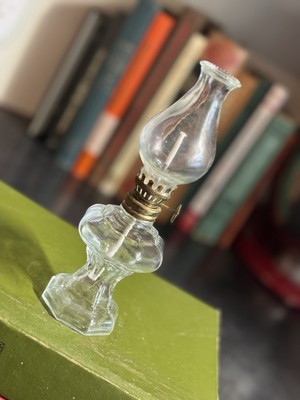 Vintage Miniature Night Oil Lamp Octagonal Shade Burner Wick Complete No
