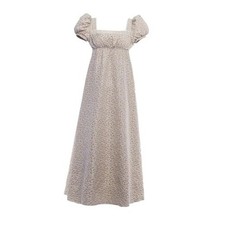 Womens Regency Dress Empire Waist Long Regency Costume Victorian Large Khaki