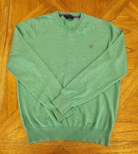 Crew Clothing Mens V-neck Cotton Cashmere Jumper Green Size Medium