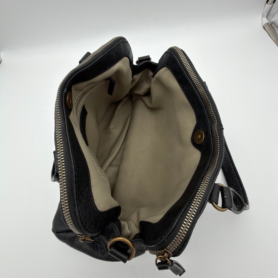 American Leather Co Black Pebbled Leather Satchel Crossbody Bag Top Handle Strap