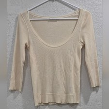 Prada Made Italy  100% Cashmere Cream Knit Sc...