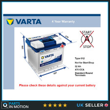 Battery fits VW UP TIGUAN FOX ID3 LUPO BEETLE ID5 TOURAN ID4 Varta 012