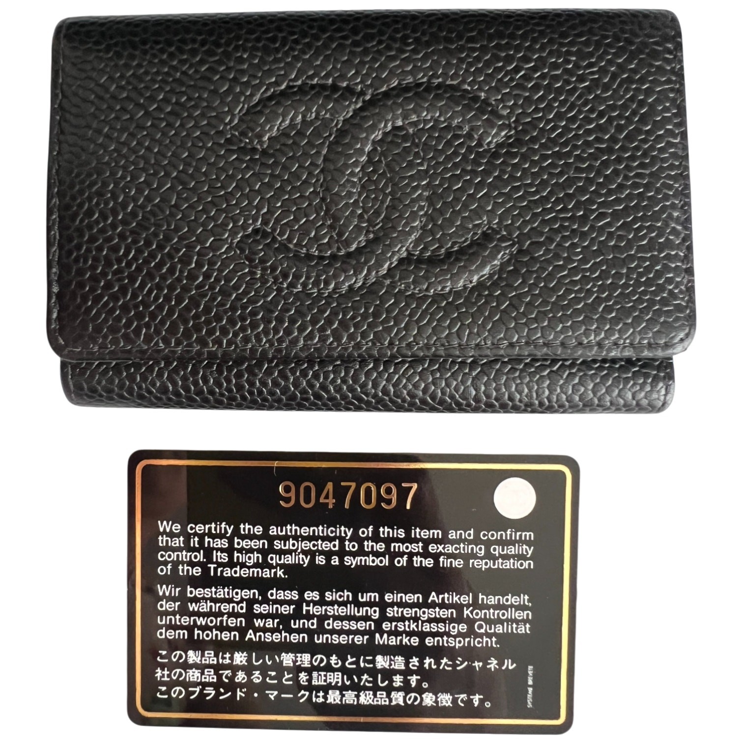CHANEL Black Interlocking CC Logo Grained Calfski… - image 15