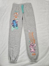 Disney Lilo  Stitch Juniors Gray Joggers Drawstring Graphics Size Small 3/5