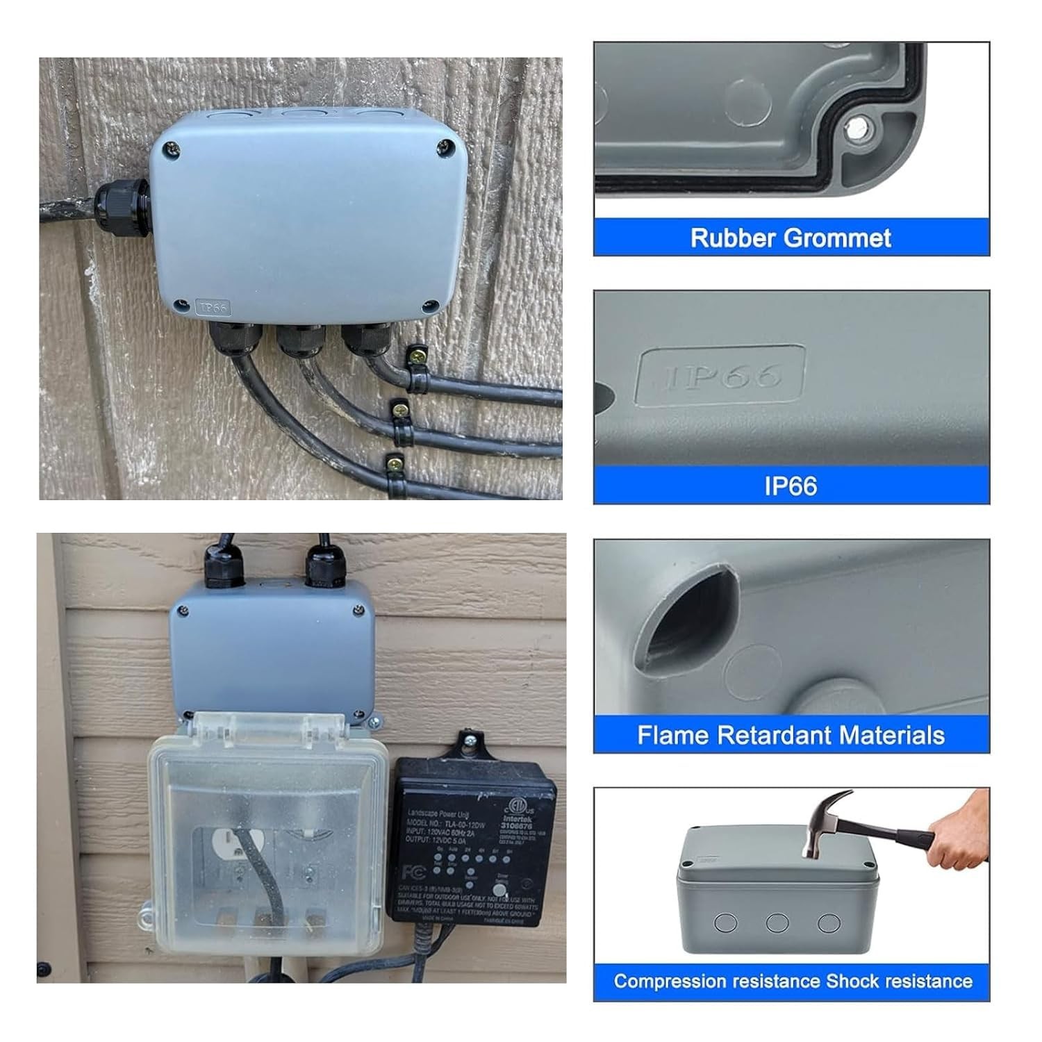  Waterproof Electrical Box,6PK Outdoor Junction Boxes, IP66 External Electrical