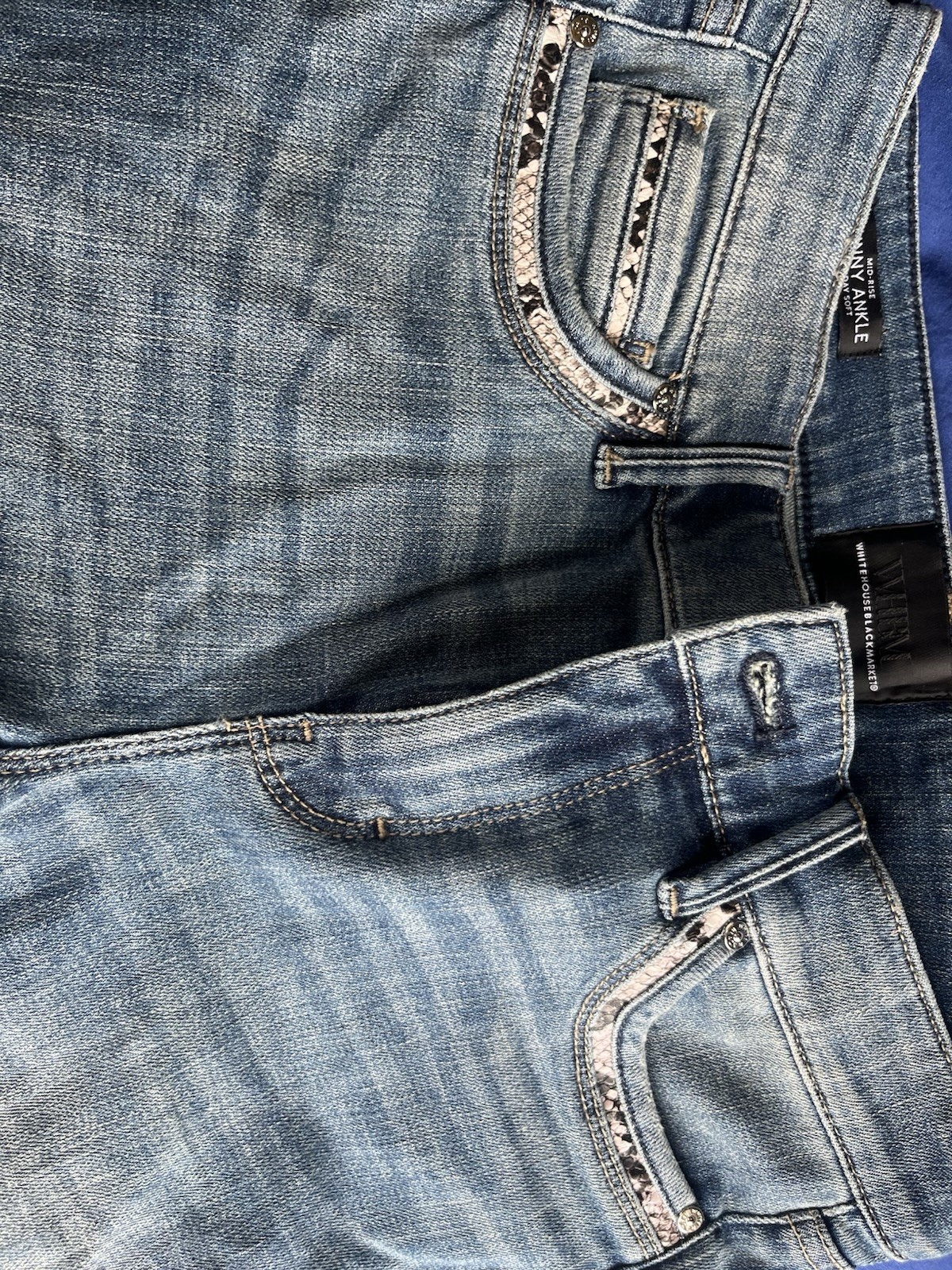 Blue Denim Snake Print Trim