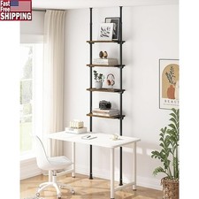 Adjustable Tension Mount Bookshelf 4-Tier Tall Organizer Space Saving Home Decor