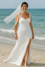 Lulus Women's Size S Splendid Love White Bustier Tie-strap Mermaid Maxi Dress