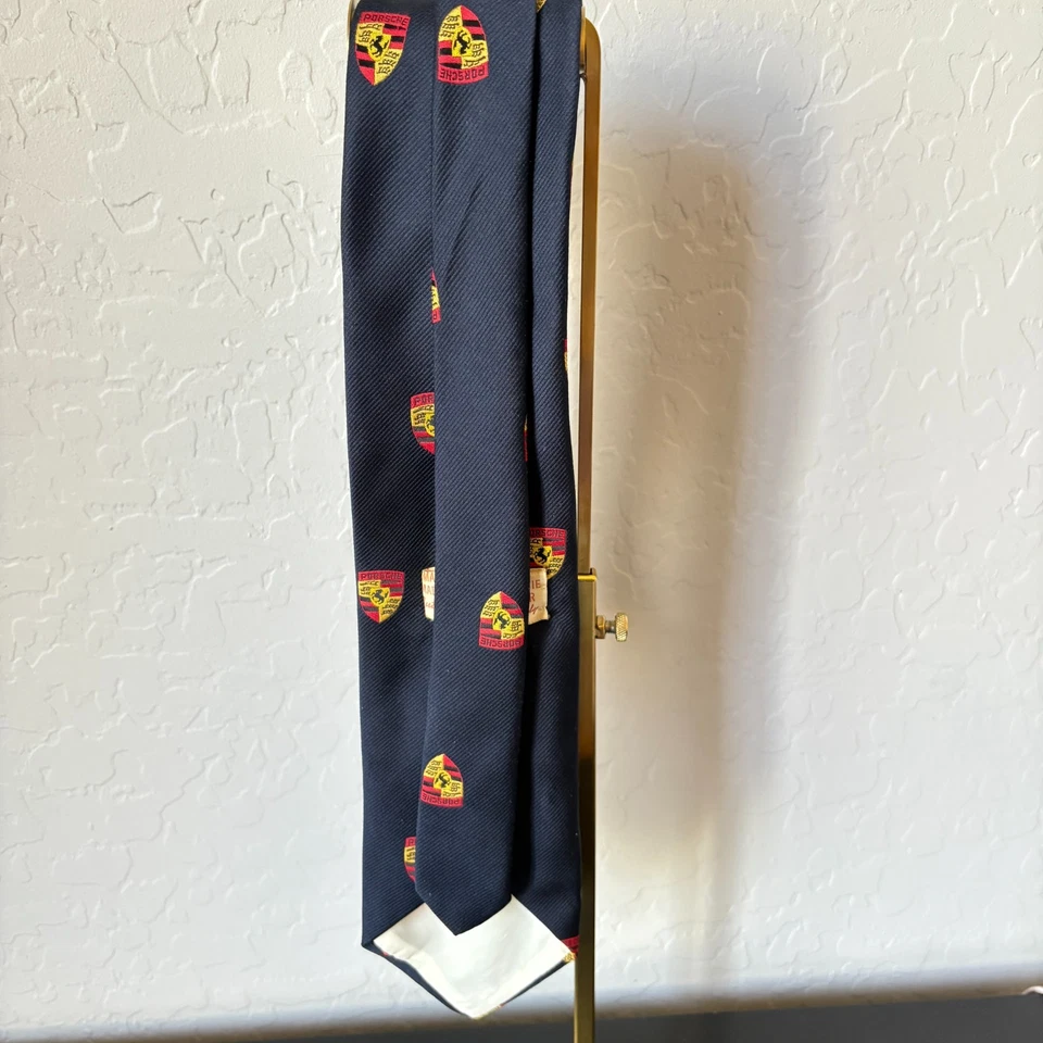 Vintage Porsche Mens Tie Marque Badge for Automobile Quarterly Porsche Logo Navy - Image 3 of 4