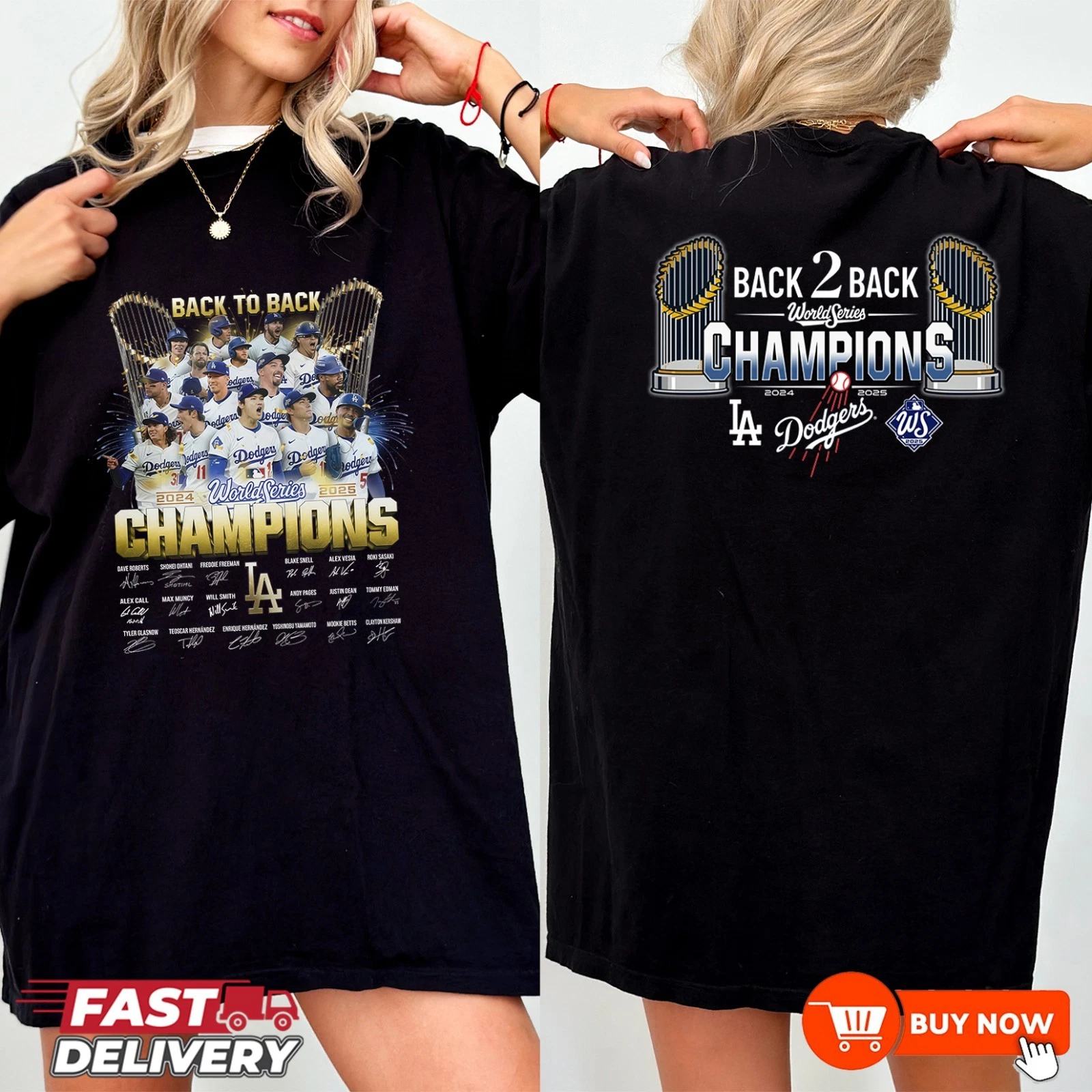 Los Angeles Dodgers World Series Champions Back To Back 2024-2025 TShirt